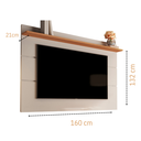 Ver imagem 3 de Painel para TV 65" Simples Sala Quarto com 1 PrateleiraVivare 1,60 Anto:OffWhite/Nature