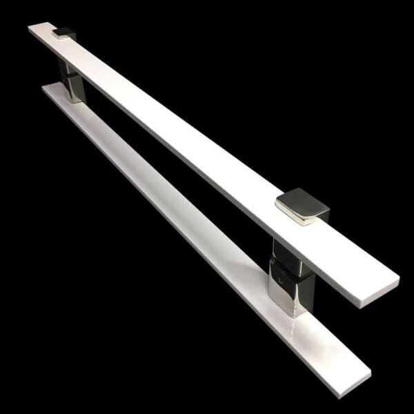 Puxador Portas Duplo Aço Inox Branco Luma 70 cm para portas: pivotantes/madeira/vidro temperado/ - 1