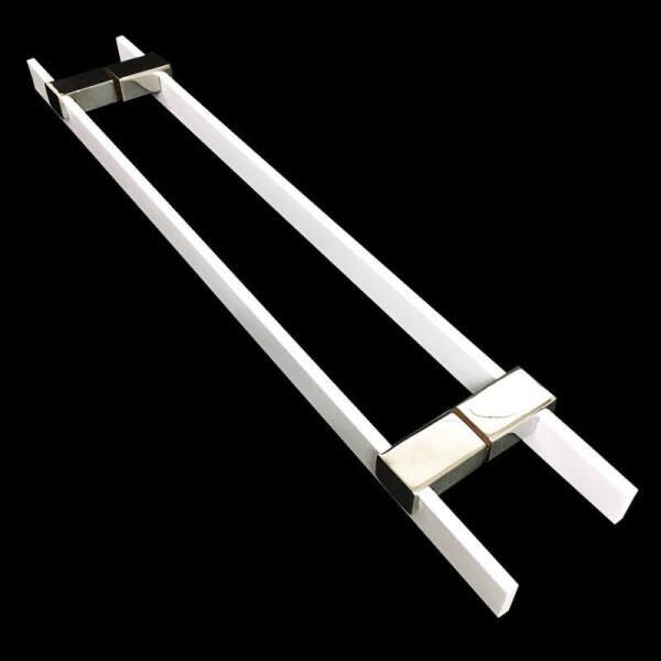 Puxador Portas Duplo Aço Inox Branco Luma 70 cm para portas: pivotantes/madeira/vidro temperado/ - 2