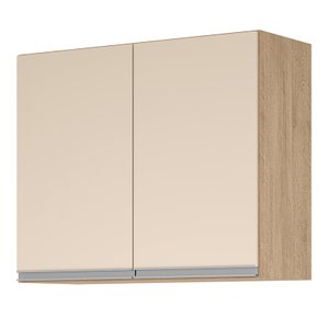 Armario Aereo 2 Portas Milla Amendoa Off White Puxador Aluminio