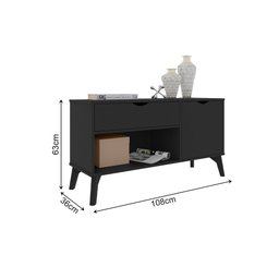 Rack Aparador com Porta e Gaveta Premium London Preto - 3