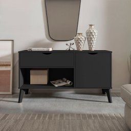 Rack Aparador com Porta e Gaveta Premium London Preto - 1