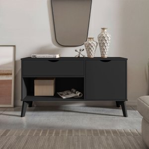 Rack Aparador com Porta e Gaveta Premium London Preto