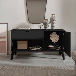 Rack Aparador com Porta e Gaveta Premium London Preto - 2