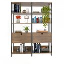 Ver imagem 2 de Conjunto Estantes para Livros Future 2 Portas Basculantes 6 Prateleiras Pinho/preto - Pnr Móveis