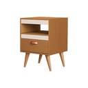 Ver imagem 5 de Kit 2 Mesa Cabeceira Sal para Quarto Organizadora com Gaveta e Nicho Design Retrô - Naturale/Off