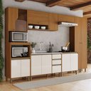 Ver imagem 1 de Cozinha Completa Venaly 14 Portas 2 Gavetas com Vidro CEC288 Cinamomo/Off White - Henn