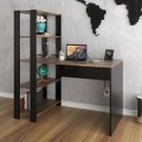 Ver imagem 1 de Mesa Escrivaninha Match 3 Prateleiras Pinho/Preto - Pnr Móveis