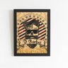 Caveira Barbearia Vintage Quadro Moldura Preta 60x40cm - 1