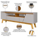 Ver imagem 4 de Rack para Sala de Estar Tv 70 Pol 180cm Morello B02 Off White Naturalle - Lyam Decor