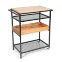 Ver imagem 1 de Carrinho Auxiliar para Churrasco Estilo Industrial com Tampo em Eucalipto