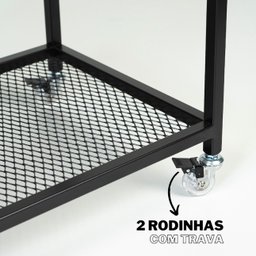 Carrinho Auxiliar para Churrasco Estilo Industrial com Tampo em Eucalipto - 6