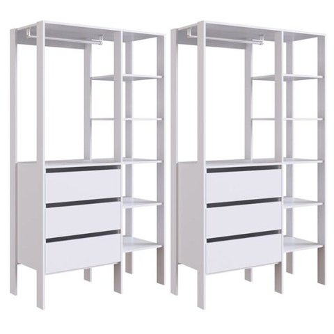 Kit 2 Módulos para Closet 3 Gavetas Db001 Branco Pp Milani Store