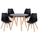Ver imagem 2 de Conjunto Leda Mesa Tampo Preto 90cm & 4 Cadeiras Pés de Madeira Preta Almofada