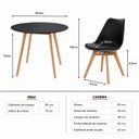 Ver imagem 3 de Conjunto Leda Mesa Tampo Preto 90cm & 4 Cadeiras Pés de Madeira Preta Almofada