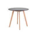 Ver imagem 4 de Conjunto Leda Mesa Tampo Preto 90cm & 4 Cadeiras Pés de Madeira Preta Almofada