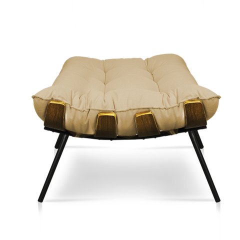 Puff Decorativo Costela Sala E Escritório Linho Bege