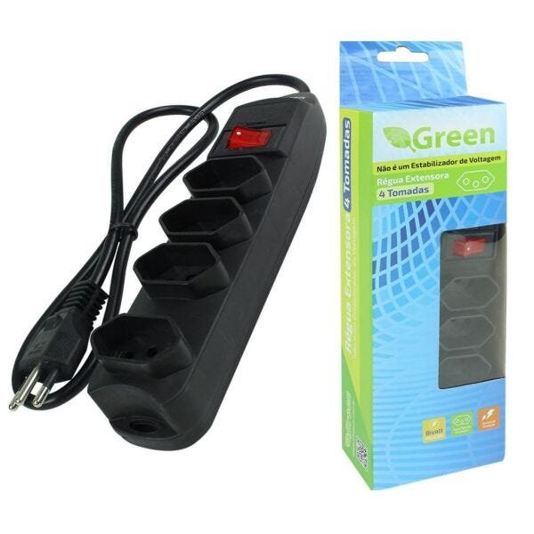 Filtro de Linha Regua Extensora 4 Tomadas Green Bivolt 127/220V 075-8514 - 1