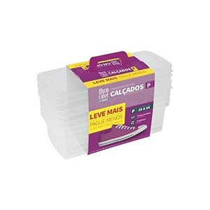 Conjunto de 4 Caixas Plástica Para Sapato, Tamanho P - Leve Mais Pague Menos, Linha My Closet