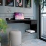 Mesa de Computador Notebook Suspensa Parede com Prateleira - Preto - 1