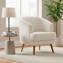 Ver imagem 2 de Poltrona Decorativa Milan Pés Madeira Bouclé Off White - Sallar Home