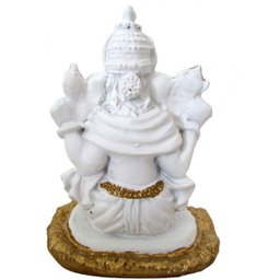 ESTATUA GANESHA SENTADO 11CM BRANCO - UN - 2