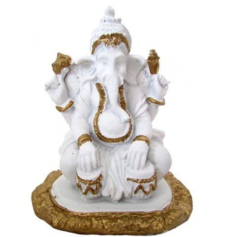 ESTATUA GANESHA SENTADO 11CM BRANCO - UN