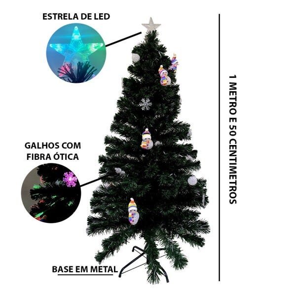 Arvore de Natal Fibra Ótica Natalino 1 metro 50cm Estrela Led Colorido  Decoração | MadeiraMadeira