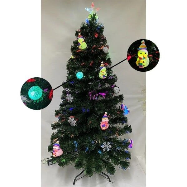 Arvore de Natal Fibra Ótica Natalino 1 Metro 20cm Decoração Estrela Led Colorido 125 Galhos - 7