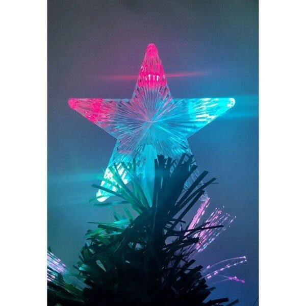 Arvore de Natal Fibra Ótica Natalino 1 Metro 20cm Decoração Estrela Led Colorido 125 Galhos - 4