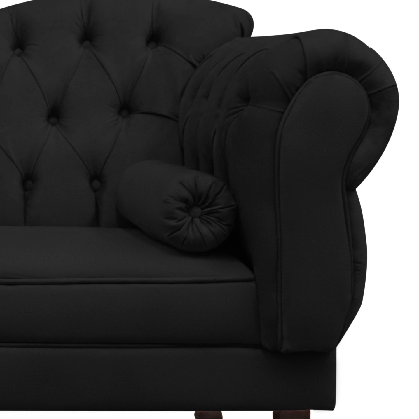Recamier Divã Namoradeira Cancun 160cm Lado Direito + 2 Puffs Retrô Suede Preto - 3