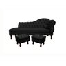 Recamier Divã Namoradeira Cancun 160cm Lado Direito + 2 Puffs Retrô Suede Preto - 1