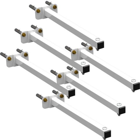 06 Suportes Refletor Base Reta Braço 60 Cm 6 Cjts - Branco