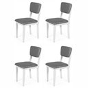 Ver imagem 1 de Kit 4 Cadeiras de Jantar Madeira Maciça Estofadas Ella Branco e Cinza Escuro - Straub Web
