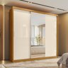 Guarda Roupa Casal com Espelho 3 Portas de Correr e 4 Gavetas 100% MDF London Cinamon/OffWhite  - 13