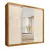 Guarda Roupa Casal com Espelho 3 Portas de Correr e 4 Gavetas 100% MDF London Cinamon/OffWhite  - 2