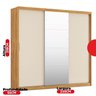 Guarda Roupa Casal com Espelho 3 Portas de Correr e 4 Gavetas 100% MDF London Cinamon/OffWhite  - 3