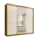Ver imagem 2 de Guarda Roupa Casal com Espelho 3 Portas de Correr e 4 Gavetas 100% MDF London Cinamon/Offwhite Yesca