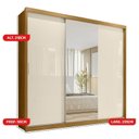 Ver imagem 3 de Guarda Roupa Casal com Espelho 3 Portas de Correr e 4 Gavetas 100% MDF London Cinamon/Offwhite Yesca