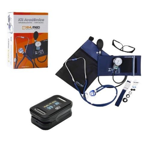 Kit Acadêmico Enfermagem Azul - Kpa236 - P.a. Med + Oxímetro Bic Preto Ox0102
