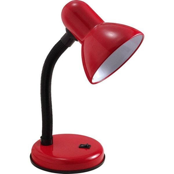 Abajur Luminária Mesa Lâmpada Articulável Leitura Estudos Bivolt - Vermelho - 2