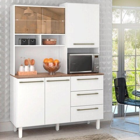 Armário de Cozinha 5 Portas 3 Gavetas Branco/Natura Absoluto 13 Zanzin