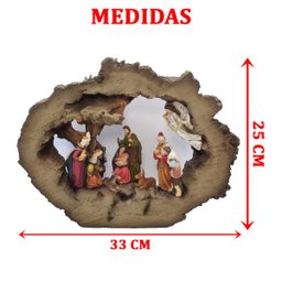 Escultura Decorativa Iluminada Presépio Resina Rústica 25cm - 5