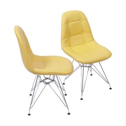 Kit 2 Cadeiras Dkr Botonê Amarela Base Cromada - Or Design - 2
