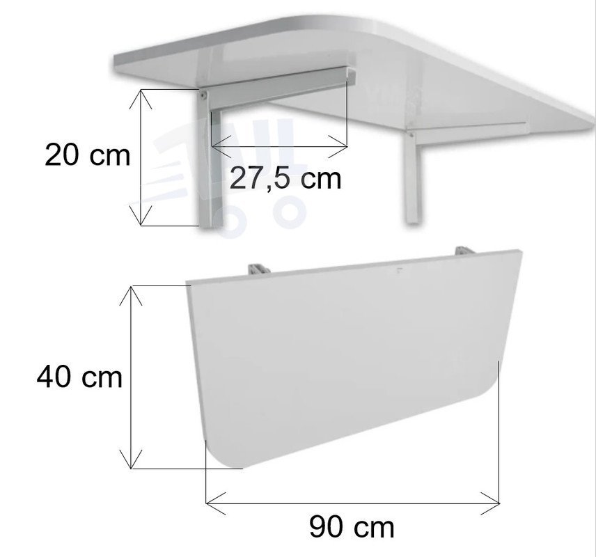 Mesa Dobrável Parede Retrátil Cozinha 90x40 Branca Ajl Mesa Dobrável - 6