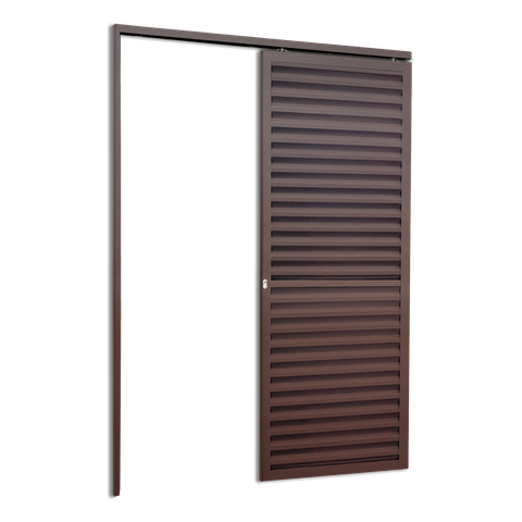Porta de Correr Suspensa Veneziana Esq L.25 Marrom Corten 210x100 Brimak
