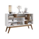 Ver imagem 3 de Buffet Aparador 135cm 2 Portas e 6 Nichos Branco/mel B164