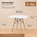 Ver imagem 3 de Conjunto de Mesa e Cadeiras Eames Branco Base de Madeira Tampo Quadrado de 70cm + 4 Cadeiras