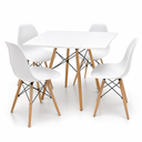 Ver imagem 2 de Conjunto de Mesa e Cadeiras Eames Branco Base de Madeira Tampo Quadrado de 70cm + 4 Cadeiras