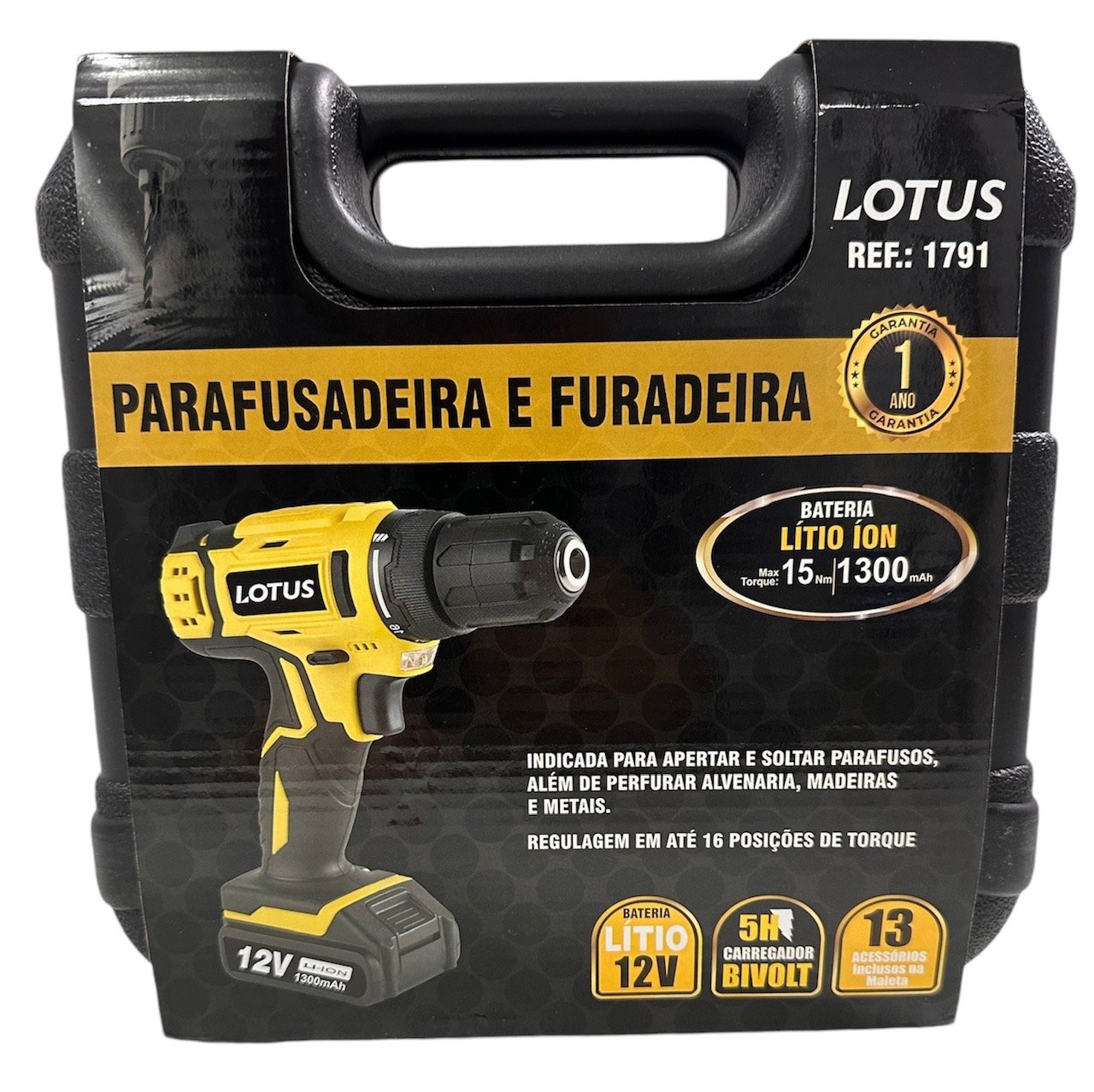 Furadeira e Parafusadeira 12v Bivolt + 13 Bits Lotus - 3